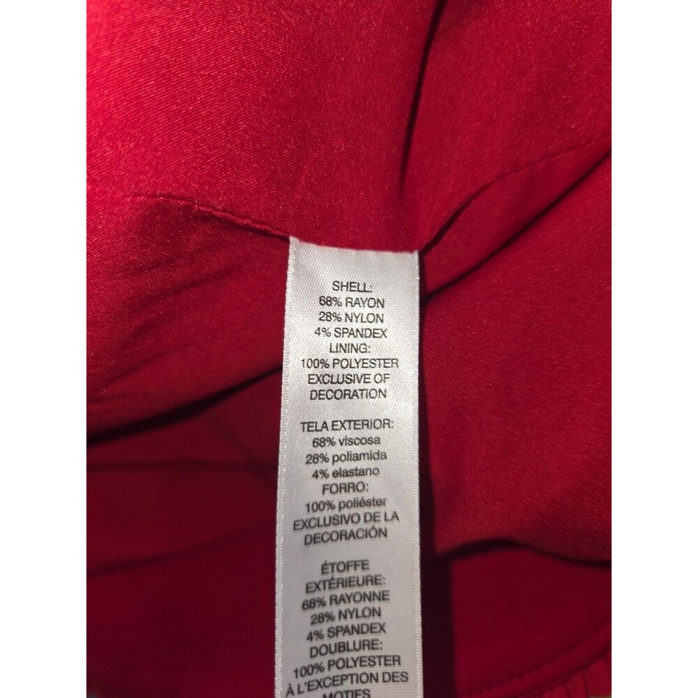 Chico's Nwot Carmine Red Ruffle Trim Ponte Knit Blazer Jacket Size 1 Medium - Picture 9 of 10